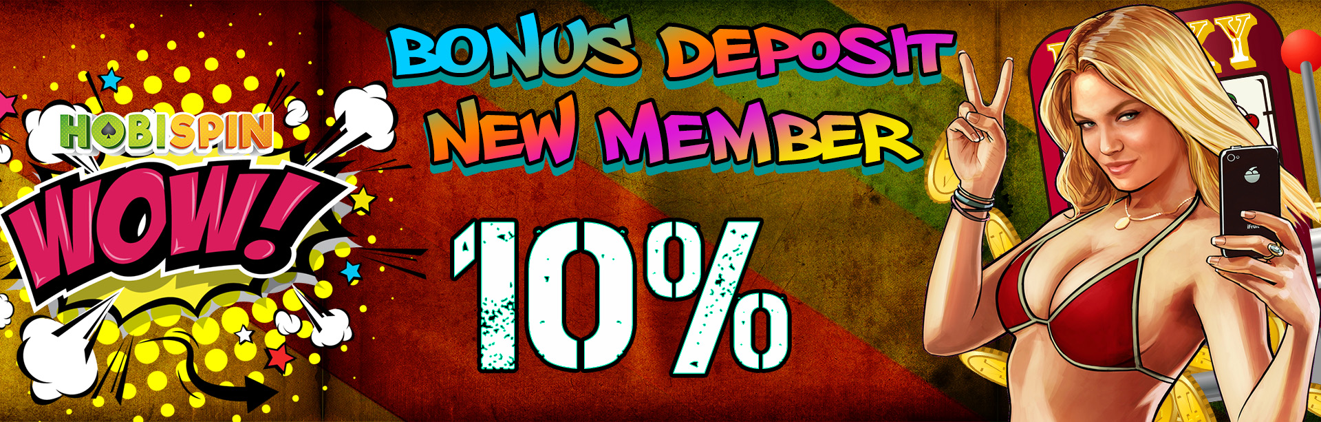 Hobispin, situs judi online terpercaya menawarkan BONUS NEW MEMBER 10%