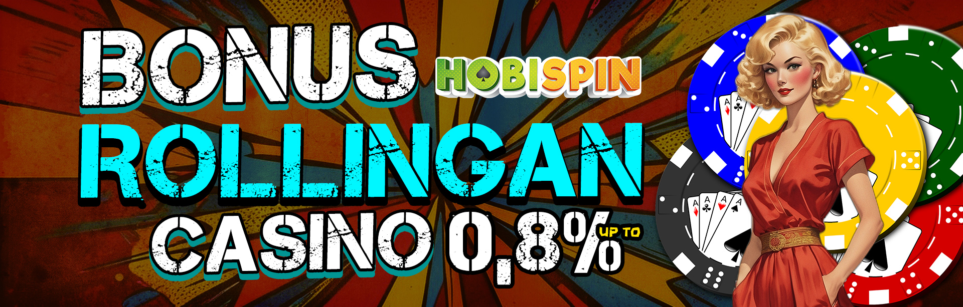 Hobispin, situs judi online terpercaya menawarkan BONUS ROLLINGAN LIVE CASINO UP TO 0,8%