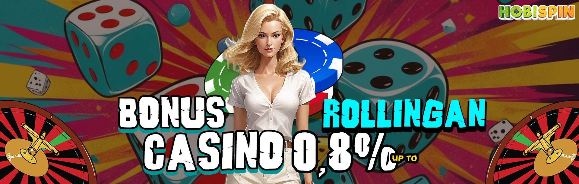 Hobispin, situs judi online terpercaya menawarkan BONUS ROLLINGAN LIVE CASINO UP TO 0,8%