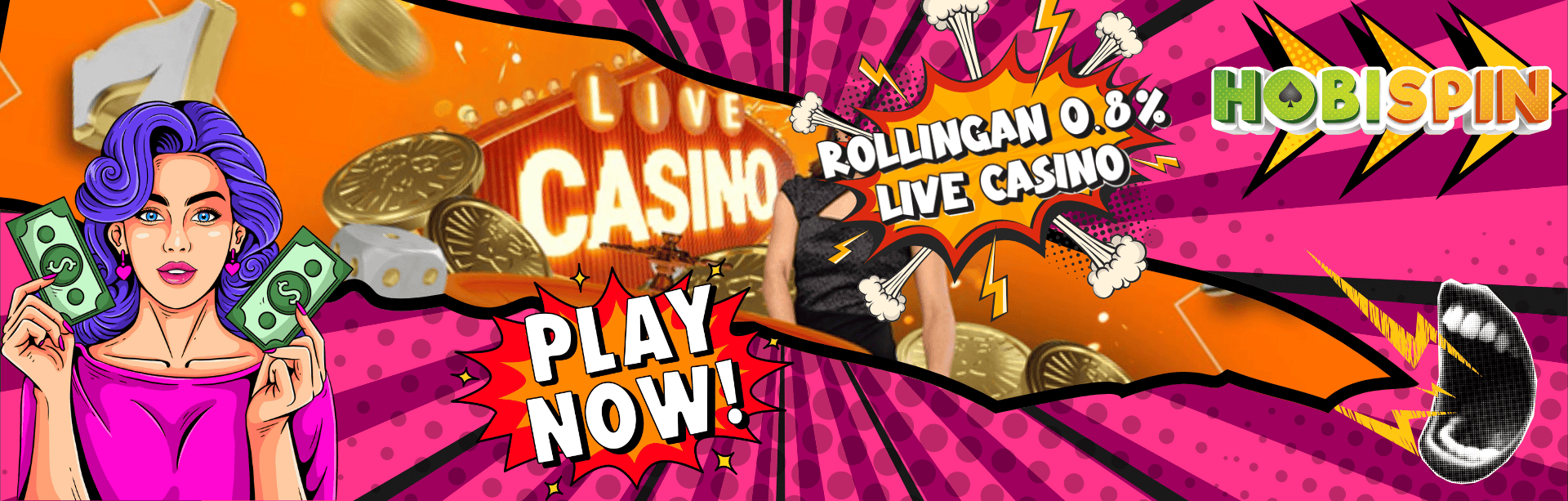 Hobispin, situs judi online terpercaya menawarkan BONUS ROLLINGAN LIVE CASINO UP TO 0,8%