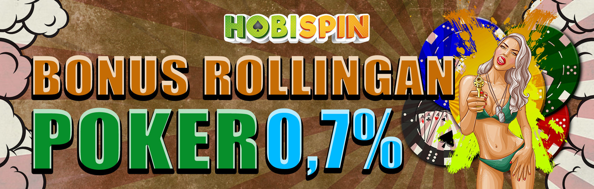Hobispin, situs judi online terpercaya menawarkan BONUS ROLLINGAN 0,7%